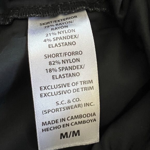 S.C. & CO. Tummy Control Tennis Skort Skirt Women Medium Black White Geometric - Picture 5 of 12
